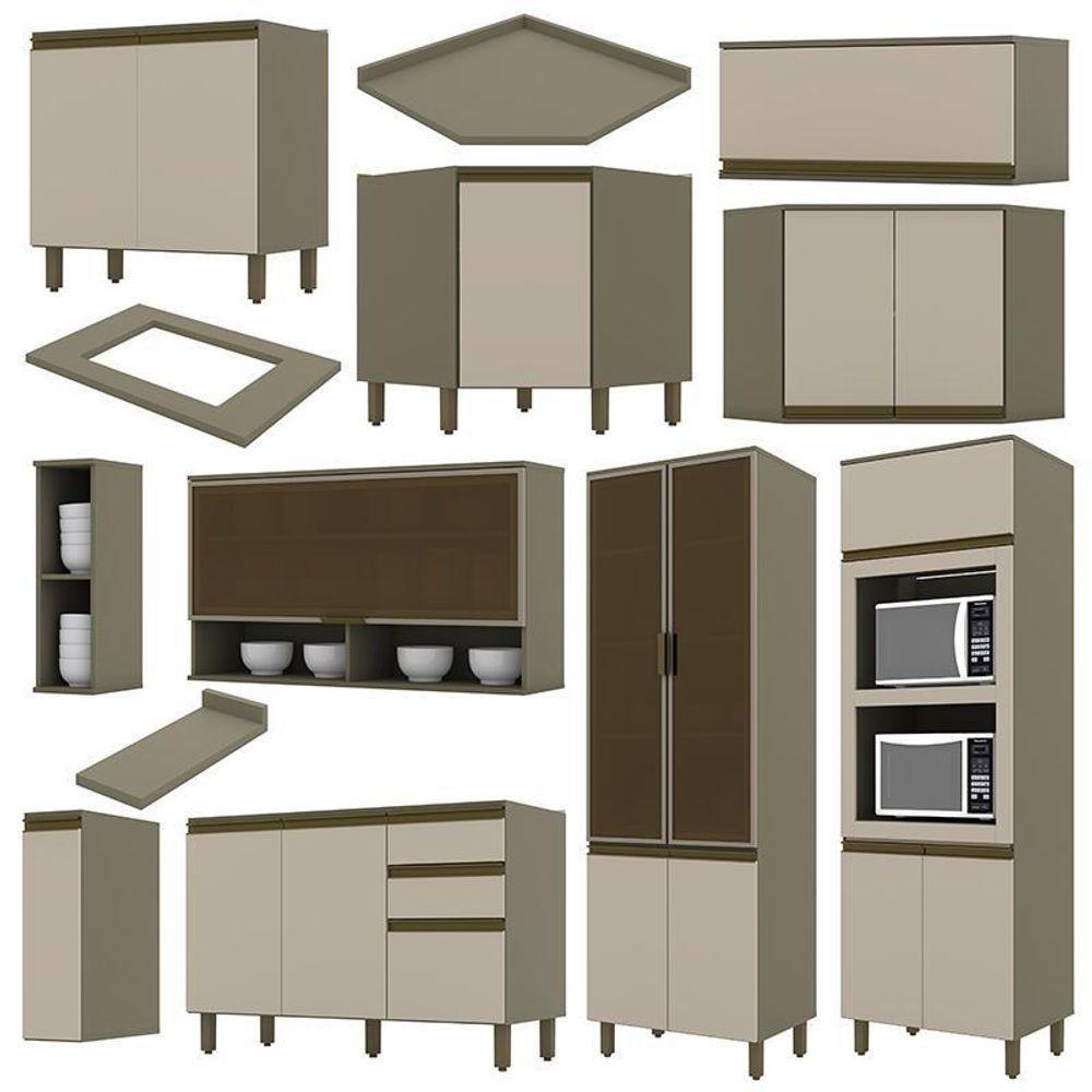 Cozinha Completa De Canto 10 Peças Connect Duna-cristal Com Torre Quente 2 Fornos - Móveis Henn Duna-cristal - 3