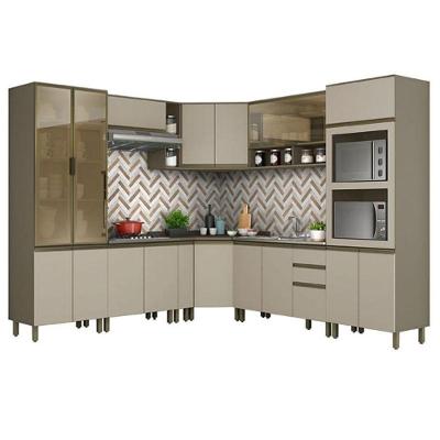 Cozinha Completa de Canto 10 Peças Connect 15 Portas 3 Gavetas MDF Branco