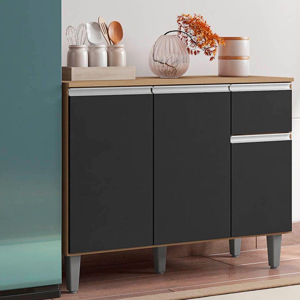Cozinha Modulada Completa 4 Peças Vanessa Amendoa Preto Ajl - 7