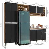 Cozinha Modulada Completa 4 Peças Vanessa Amendoa Preto Ajl - 2