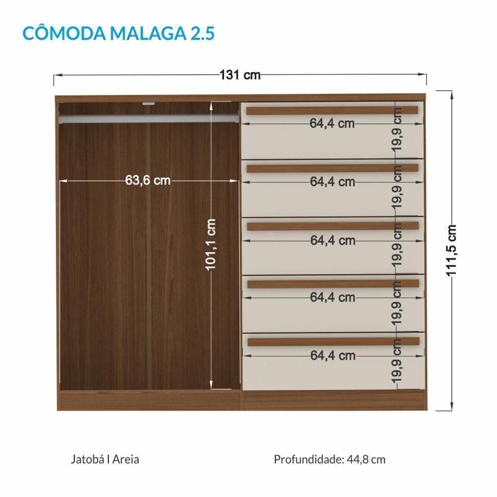 Cômoda Málaga Gold 2 Portas E 5 Gavetas Jatobá-areia - Santos Andirá Jatobá-areia - 2
