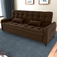 Sofa Cama 2 Lugares 200cm Pillar Veludo E405 Marrom Milani Store Marrom - 2
