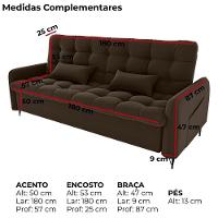 Sofa Cama 2 Lugares 200cm Pillar Veludo E405 Marrom Milani Store Marrom