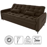 Sofa Cama 2 Lugares 200cm Pillar Veludo E405 Marrom Milani Store Marrom - 6