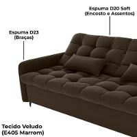 Sofa Cama 2 Lugares 200cm Pillar Veludo E405 Marrom Milani Store Marrom - 8