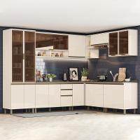 Cozinha Completa De Canto 9 Peças Connect Off White Com Cristaleira E Aéreo Vidro - Móveis Henn Off White - 2
