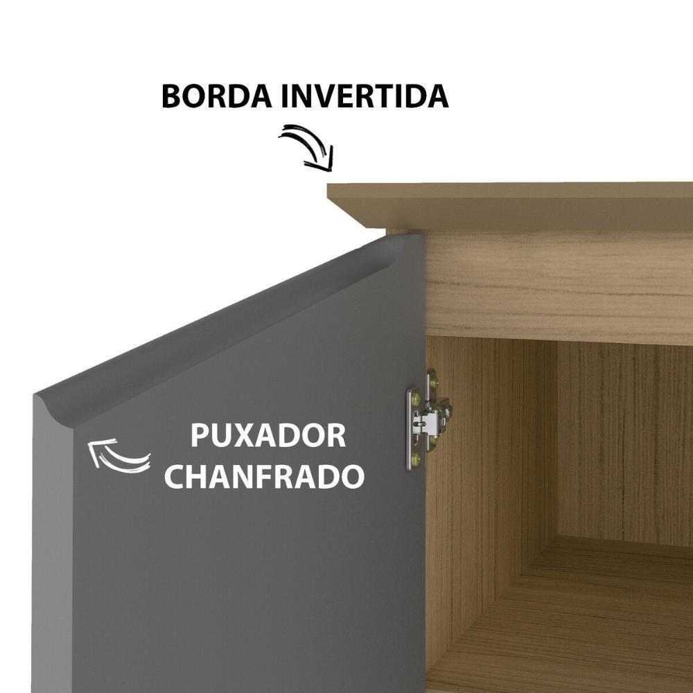 Aparador Buffet 110cm 3 Portas Com Pés Retrô Multimóveis Cr50128 Carvalho-grafite - 6