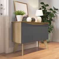 Aparador Buffet 110cm 3 Portas Com Pés Retrô Multimóveis Cr50128 Carvalho-grafite - 1