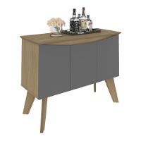 Aparador Buffet 110cm 3 Portas Com Pés Retrô Multimóveis Cr50128 Carvalho-grafite - 2