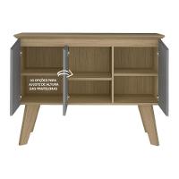 Aparador Buffet 110cm 3 Portas Com Pés Retrô Multimóveis Cr50128 Carvalho-grafite - 5