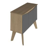 Aparador Buffet 110cm 3 Portas Com Pés Retrô Multimóveis Cr50128 Carvalho-grafite - 7