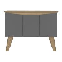 Aparador Buffet 110cm 3 Portas Com Pés Retrô Multimóveis Cr50128 Carvalho-grafite - 8