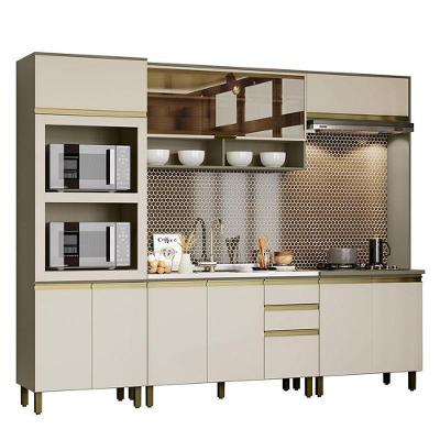 Cozinha Modulada Connect Duna Cristal 6 Portas 4 Gavetas MDF 273cm Amadeirado