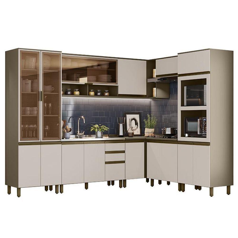 Cozinha Completa De Canto 8 Peças Connect Duna-cristal Com Torre Quente 2 Fornos - Móveis Henn Duna-cristal - 1