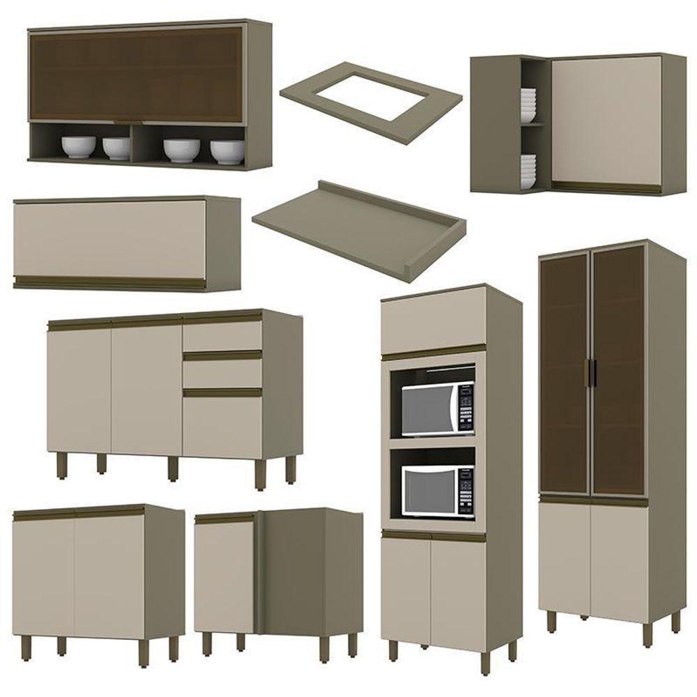 Cozinha Completa De Canto 8 Peças Connect Duna-cristal Com Torre Quente 2 Fornos - Móveis Henn Duna-cristal - 3