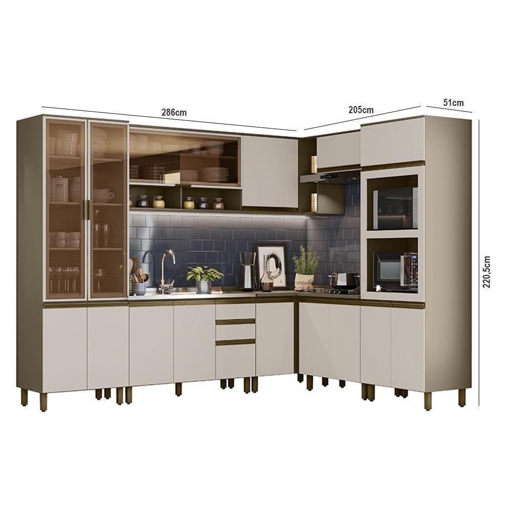 Cozinha Completa De Canto 8 Peças Connect Duna-cristal Com Torre Quente 2 Fornos - Móveis Henn Duna-cristal - 5