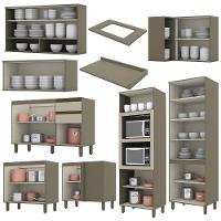 Cozinha Completa De Canto 8 Peças Connect Duna-cristal Com Torre Quente 2 Fornos - Móveis Henn Duna-cristal