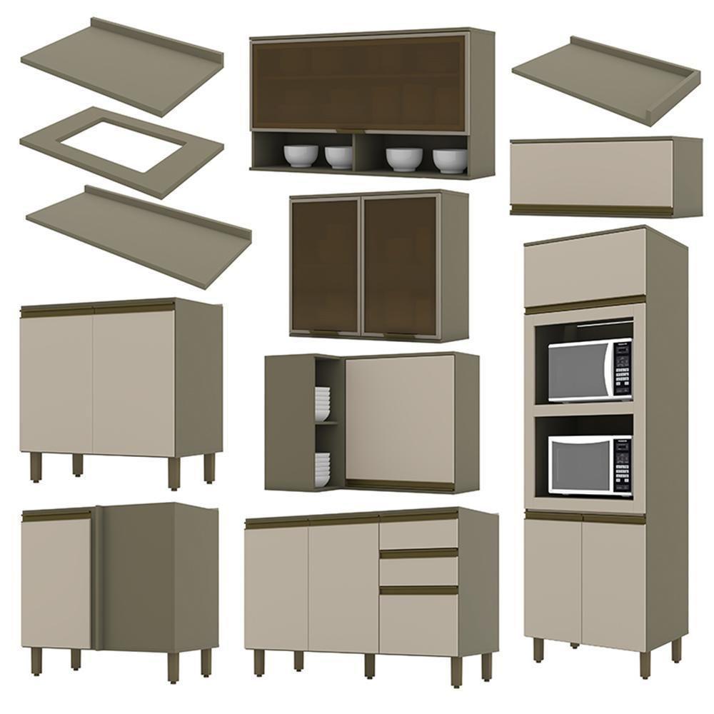 Cozinha Completa De Canto 10 Peças Connect Duna-cristal Com Torre Quente E Aéreo Vidro - Móveis Henn Duna-cristal - 3