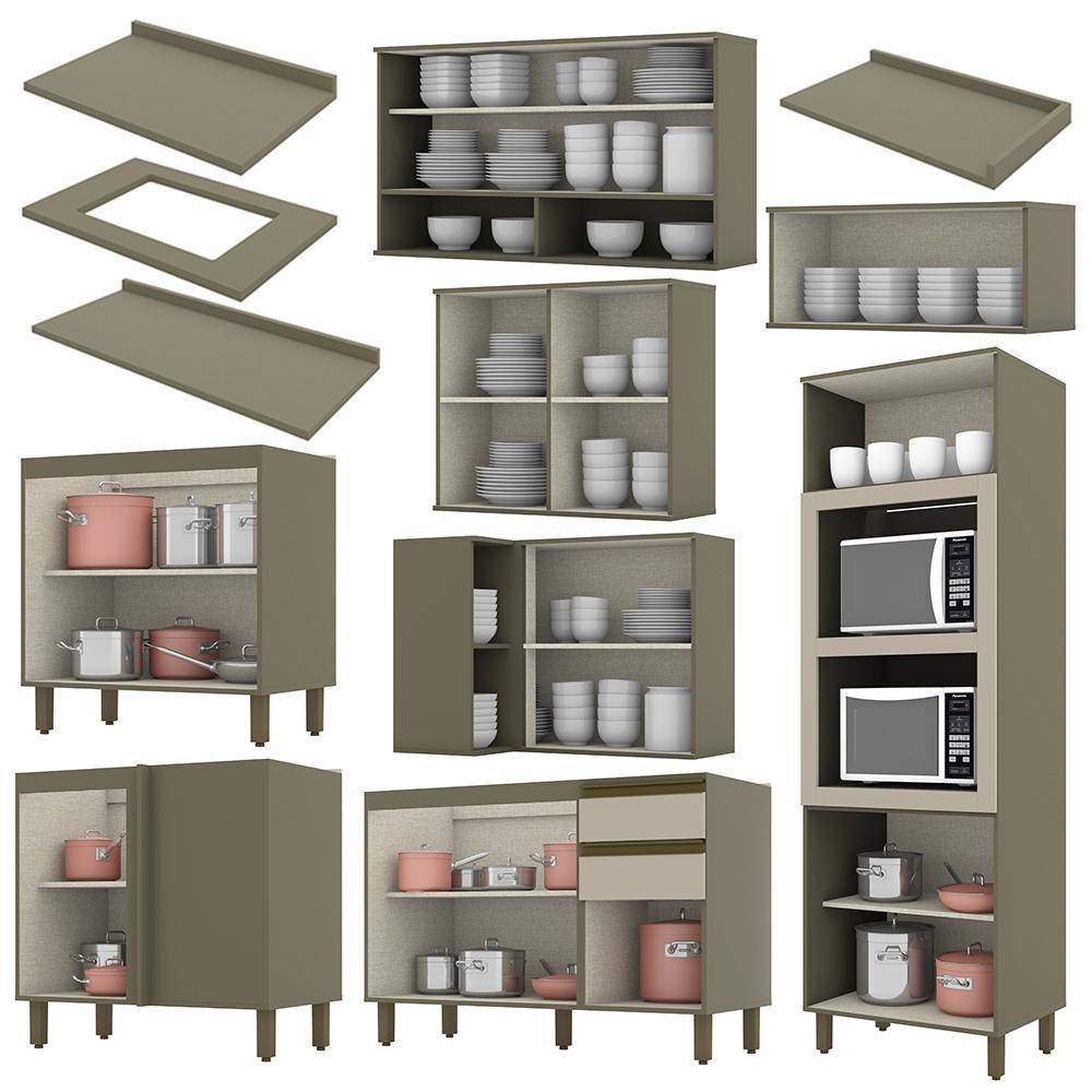 Cozinha Completa De Canto 10 Peças Connect Duna-cristal Com Torre Quente E Aéreo Vidro - Móveis Henn Duna-cristal - 4