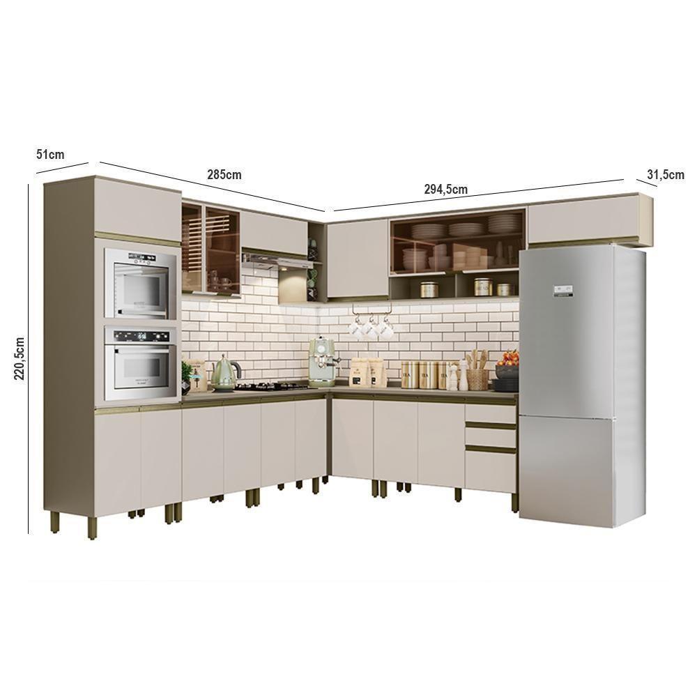 Cozinha Completa De Canto 10 Peças Connect Duna-cristal Com Torre Quente E Aéreo Vidro - Móveis Henn Duna-cristal - 5