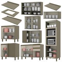 Cozinha Completa De Canto 10 Peças Connect Duna-cristal Com Torre Quente E Aéreo Vidro - Móveis Henn Duna-cristal