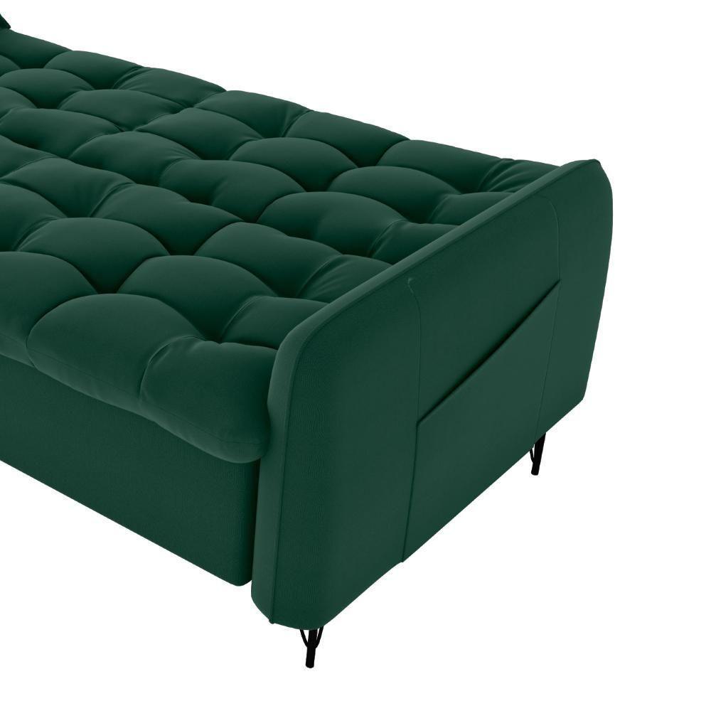 Sofa Cama 2 Lugares 200cm Pillar Veludo E402 Verde Milani Store Verde - 5
