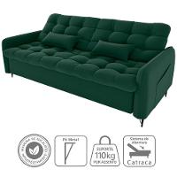 Sofa Cama 2 Lugares 200cm Pillar Veludo E402 Verde Milani Store Verde - 6
