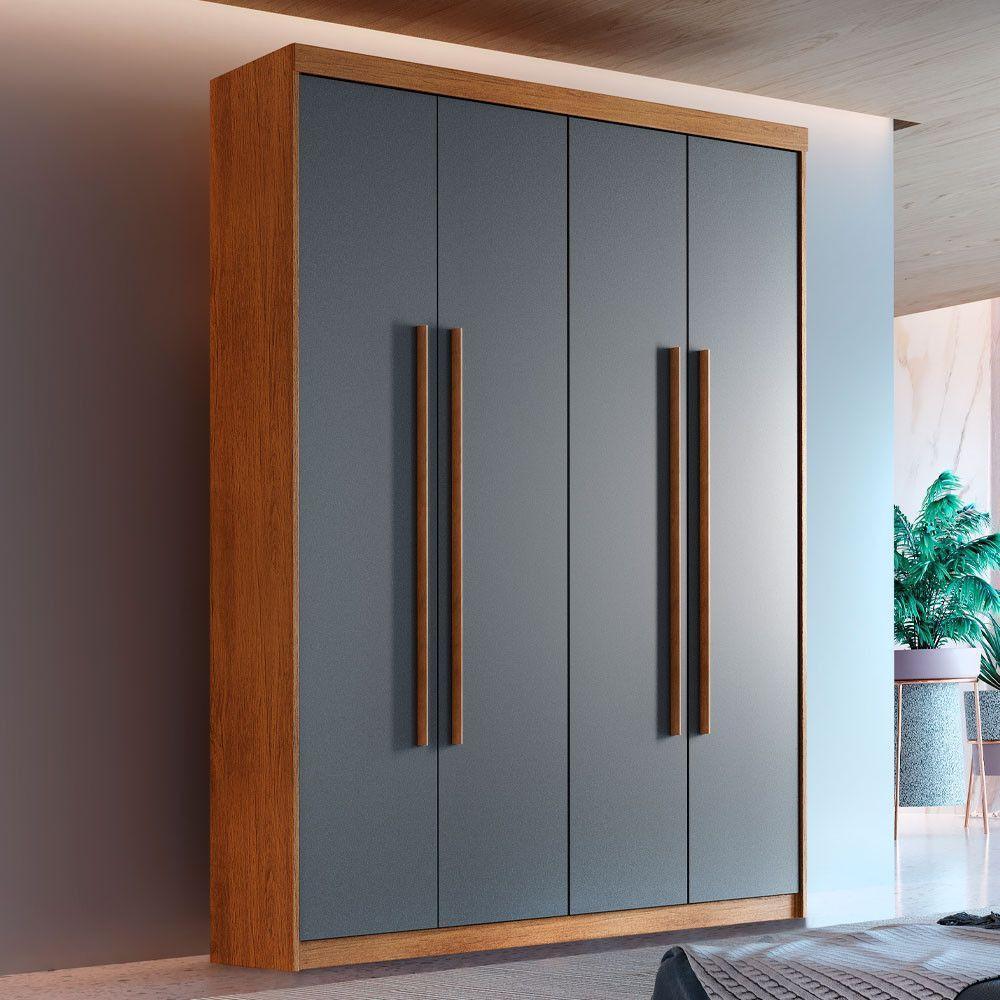 Guarda Roupa Solteiro Heros 4 Portas E 2 Gavetas Moderna Imbuia Com Grafite - 1