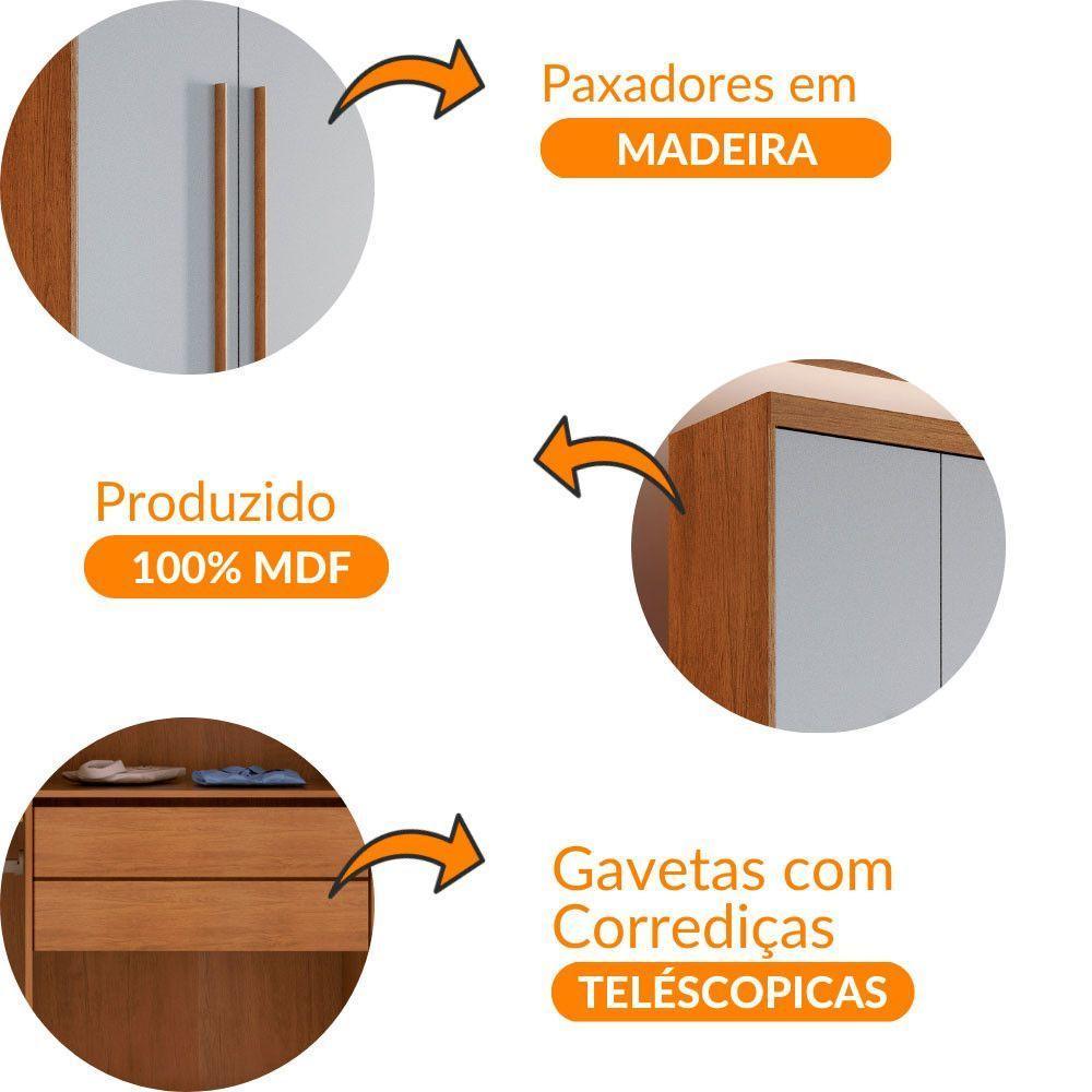 Guarda Roupa Solteiro Heros 4 Portas E 2 Gavetas Moderna Imbuia Com Grafite - 6