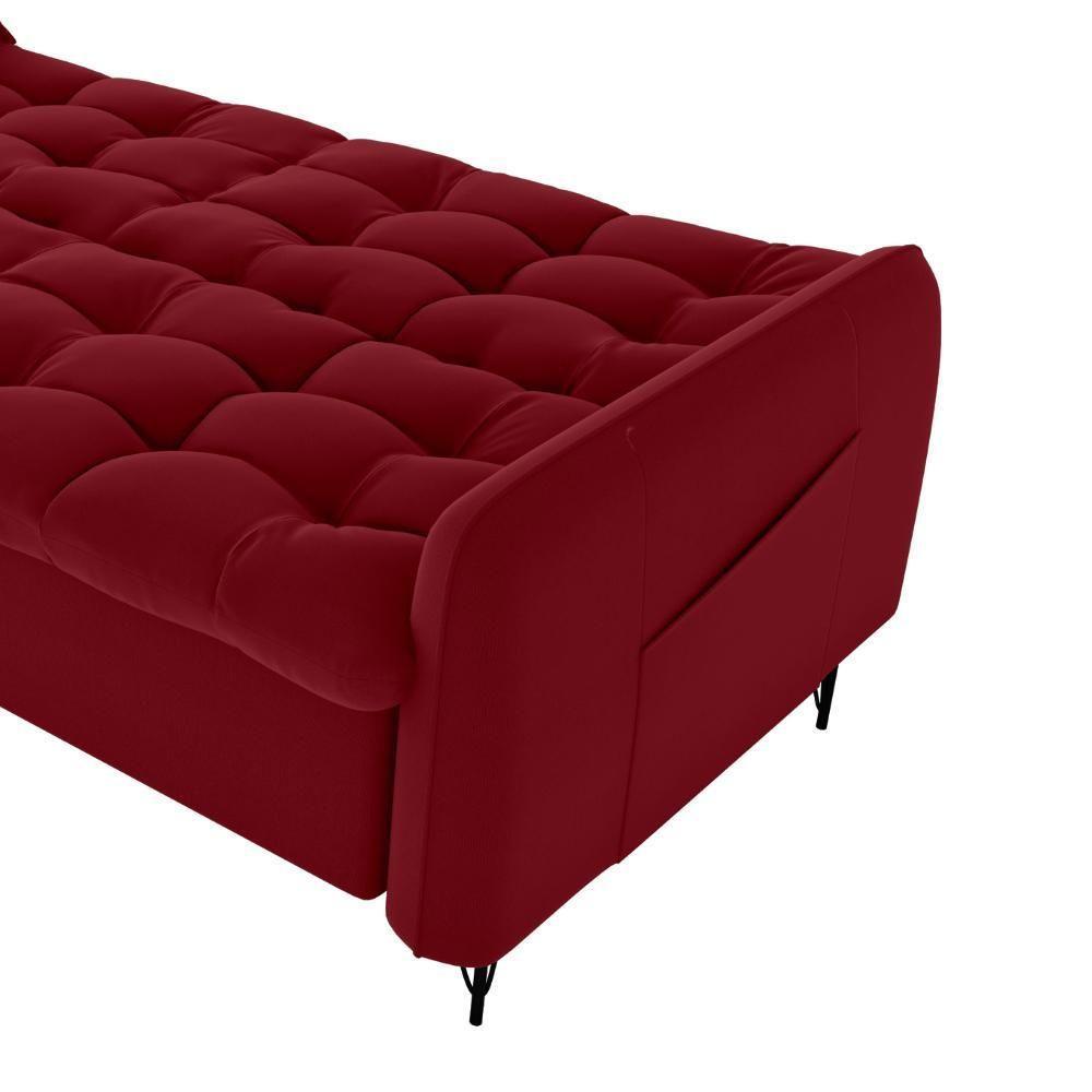Sofa Cama 2 Lugares 200cm Pillar Veludo E404 Vermelho Milani Store Vermelho - 5