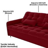 Sofa Cama 2 Lugares 200cm Pillar Veludo E404 Vermelho Milani Store Vermelho - 8