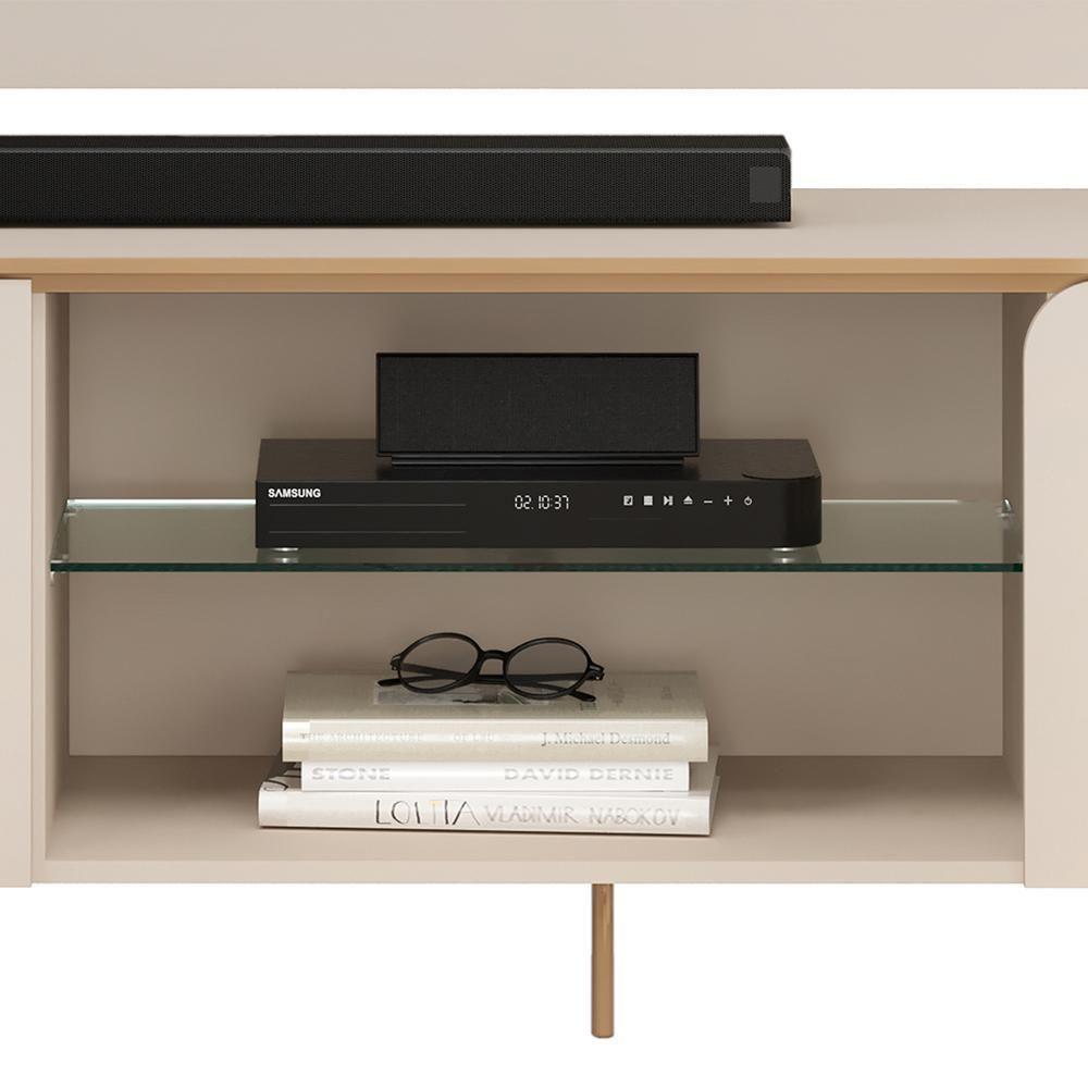 Painel Para Tv 75 Pol E Rack Bancada Mdf Ariana Off White Dj Moveis Off White - 8
