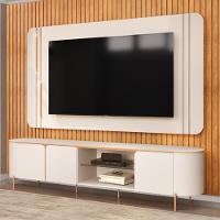 Painel Para Tv 75 Pol E Rack Bancada Mdf Ariana Off White Dj Moveis Off White - 9