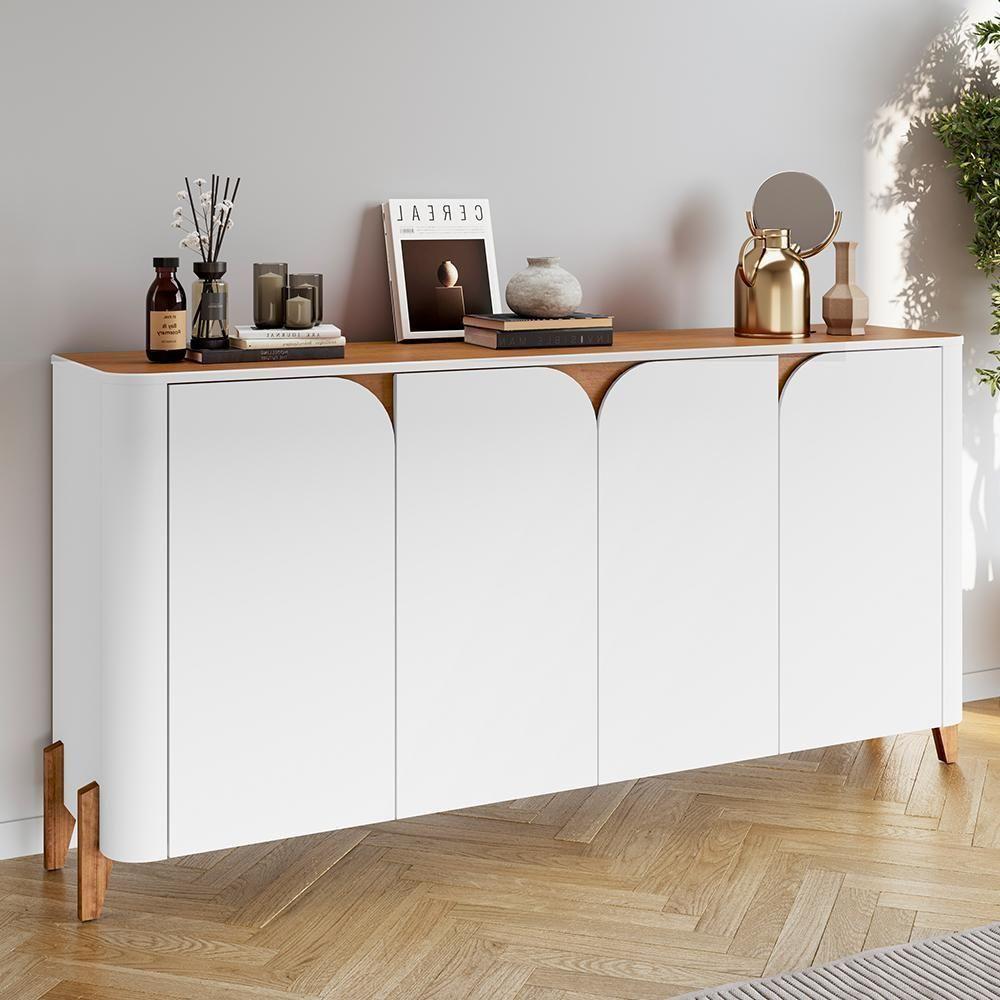 Buffet Aparador Memphis 4 Portas Branco-cedro - Casa D Branco-cedro - 2