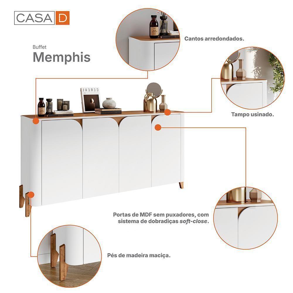 Buffet Aparador Memphis 4 Portas Branco-cedro - Casa D Branco-cedro - 4
