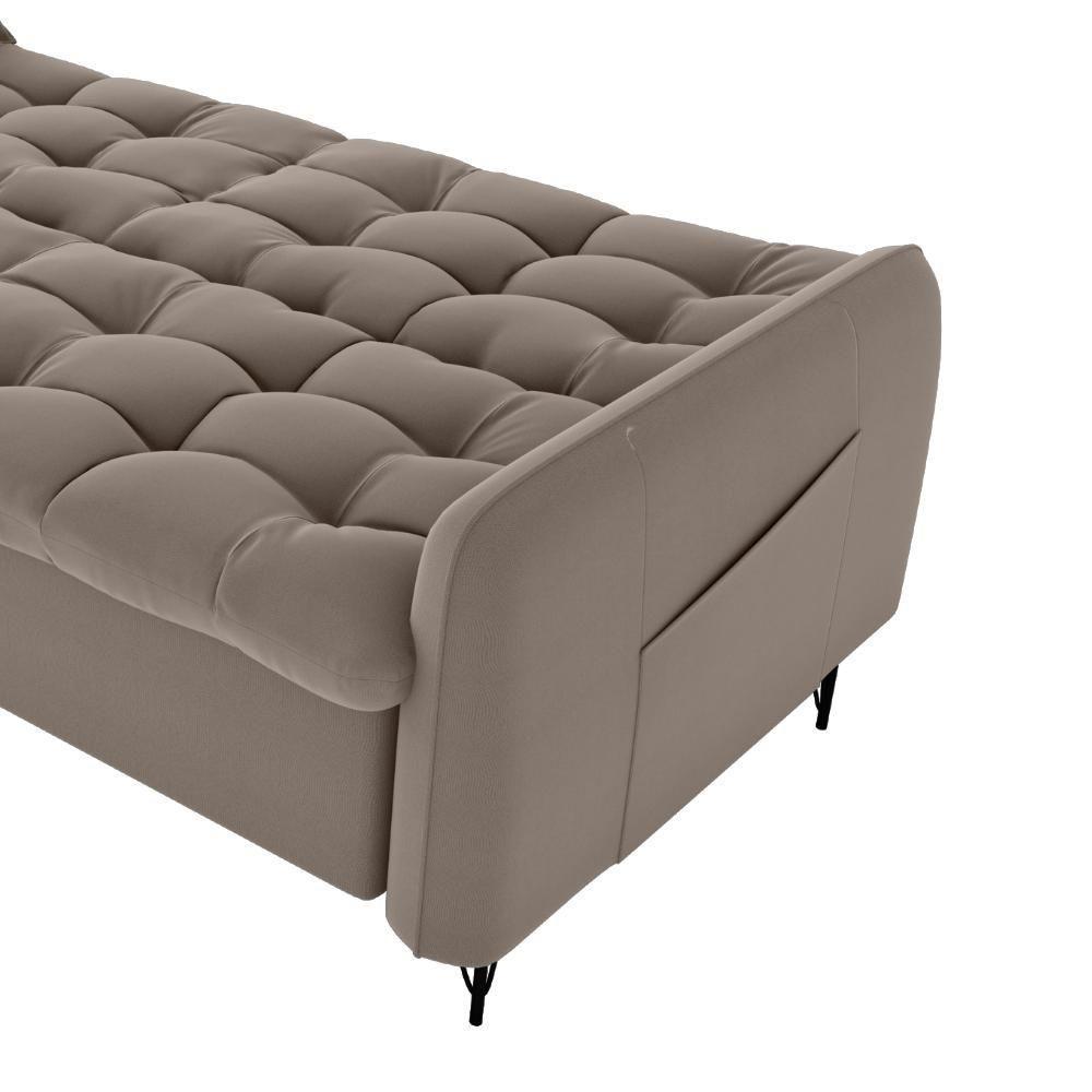 Sofa Cama 2 Lugares 200cm Pillar Veludo E400 Marrom Claro Milani Store Marrom Claro - 5