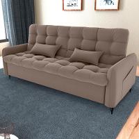 Sofa Cama 2 Lugares 200cm Pillar Veludo E400 Marrom Claro Milani Store Marrom Claro - 2