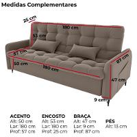 Sofa Cama 2 Lugares 200cm Pillar Veludo E400 Marrom Claro Milani Store Marrom Claro