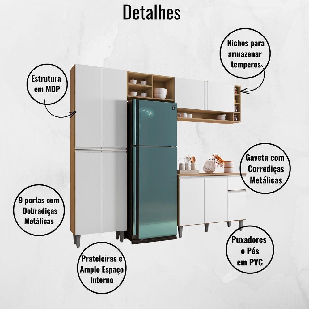 Cozinha Modulada Completa 4 Peças Vanessa Amendoa Branco Ajl - 3