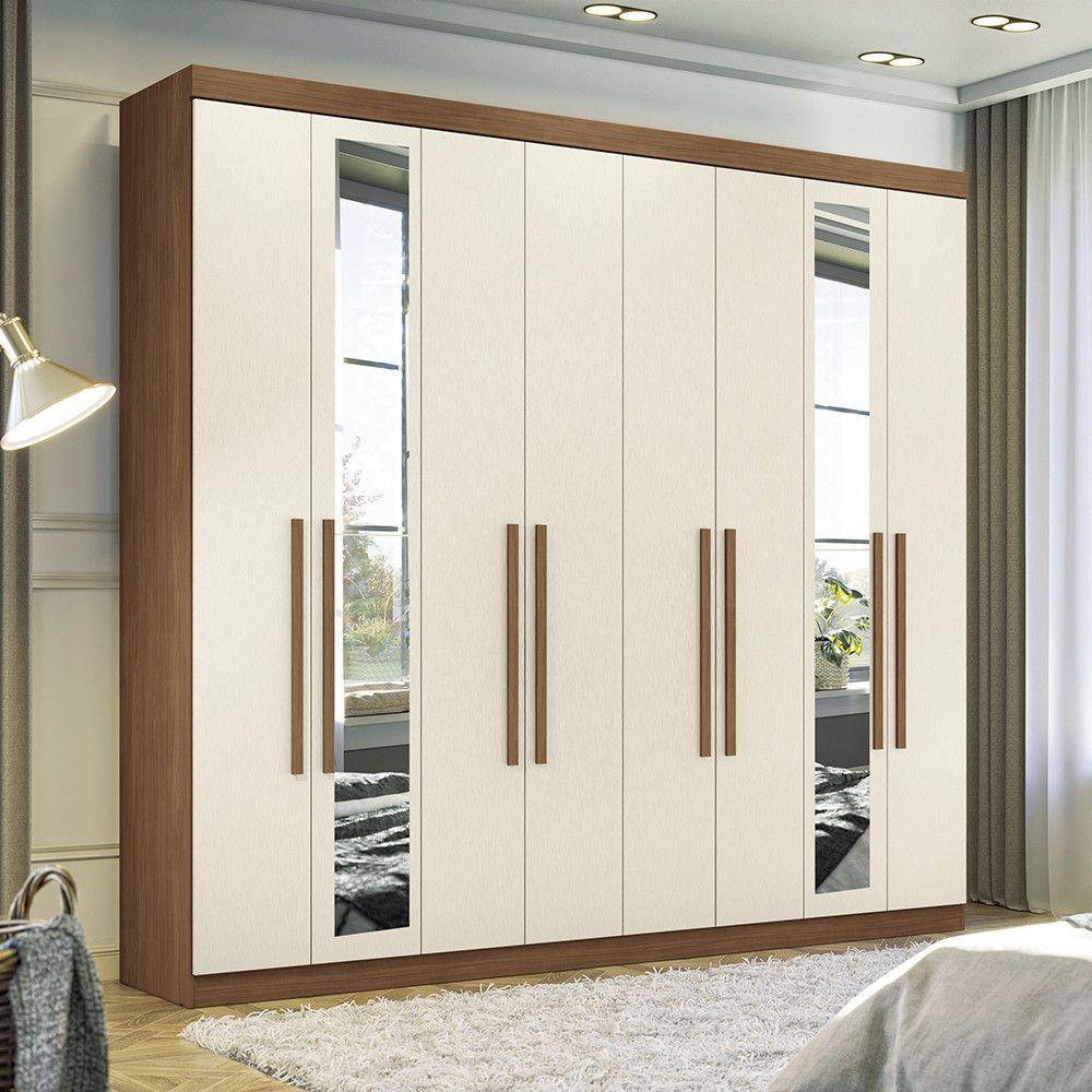 Guarda Roupa 8 Portas E 4 Gavetas Com Espelhos Master New Santos Andi Jatoba/areia - 1