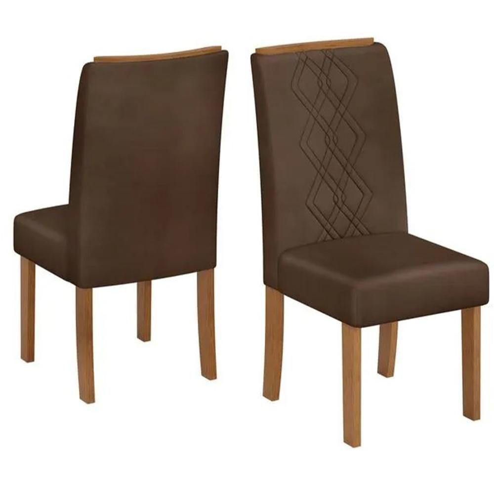 Kit 2 Cadeiras De Jantar Estofadas Ayla Veludo Moca Freijo Dj Moveis Veludo Moca Freijo - 1