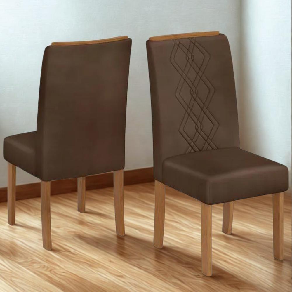 Kit 2 Cadeiras De Jantar Estofadas Ayla Veludo Moca Freijo Dj Moveis Veludo Moca Freijo - 2