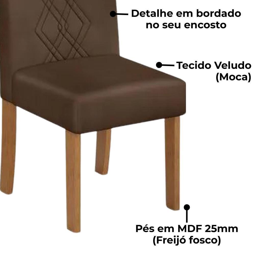 Kit 2 Cadeiras De Jantar Estofadas Ayla Veludo Moca Freijo Dj Moveis Veludo Moca Freijo - 5