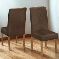 Kit 2 Cadeiras De Jantar Estofadas Ayla Veludo Moca Freijo Dj Moveis Veludo Moca Freijo - 2
