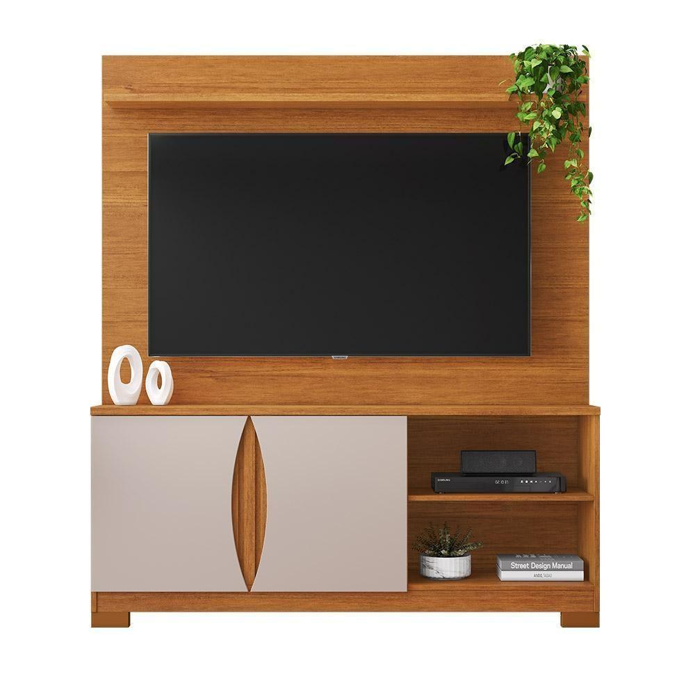 Home Com Painel Para Tv Até 56 Polegadas União Jcm Cinamomo Off White - 1