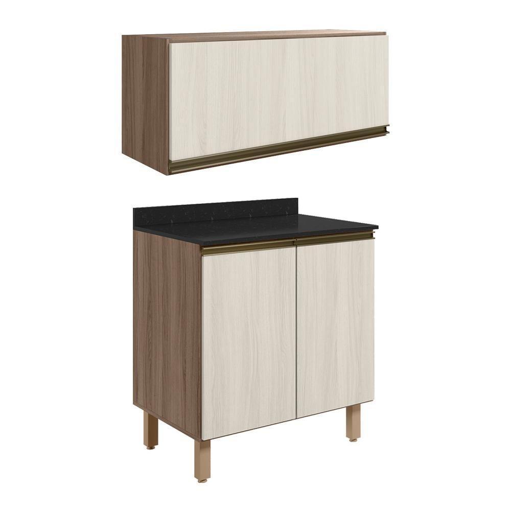 Armario Aereo E Balcao Mdf 70cm Kali Carvalho Toq Bianco Toq Nicioli Carvalho Toq Bianco Toq - 1