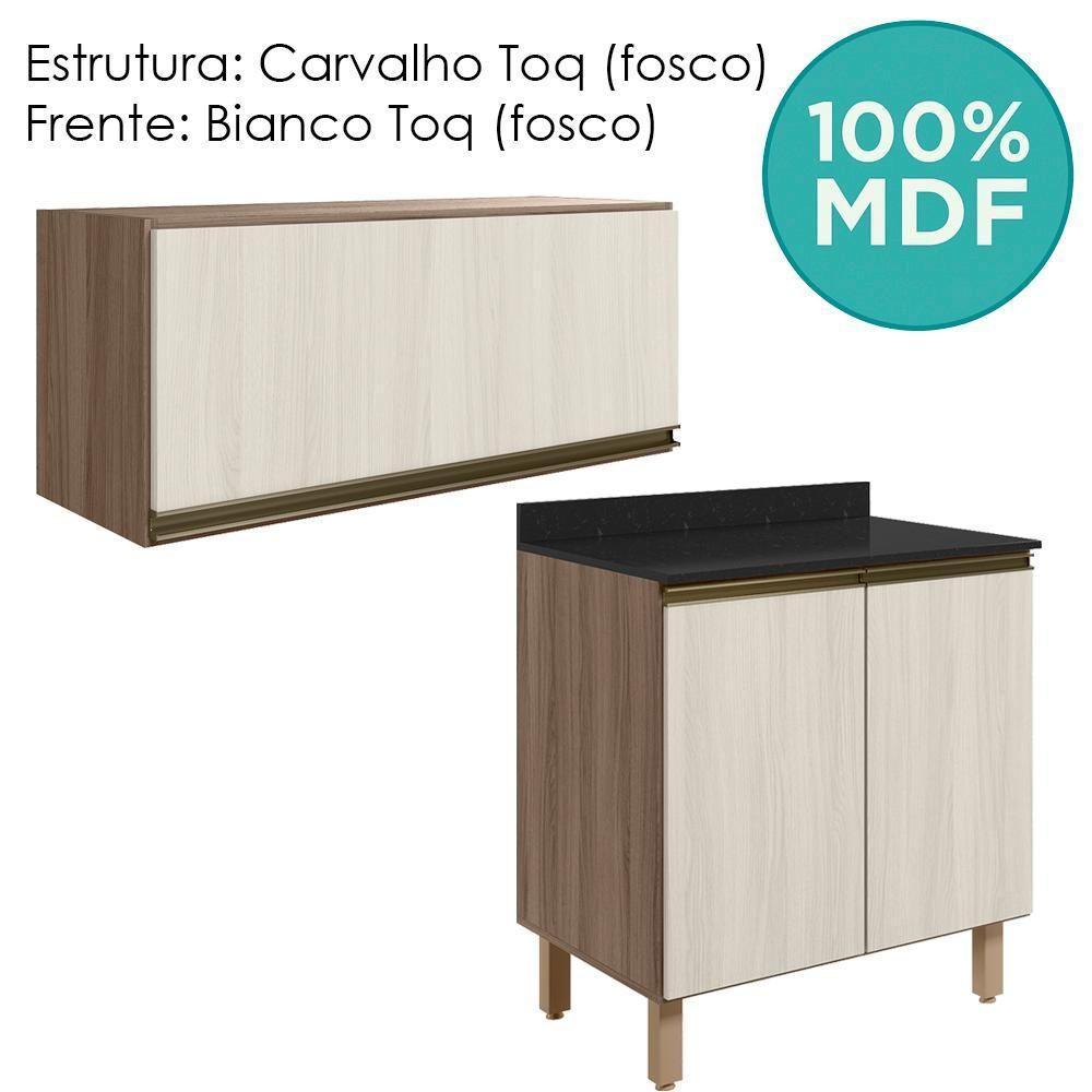 Armario Aereo E Balcao Mdf 70cm Kali Carvalho Toq Bianco Toq Nicioli Carvalho Toq Bianco Toq - 4