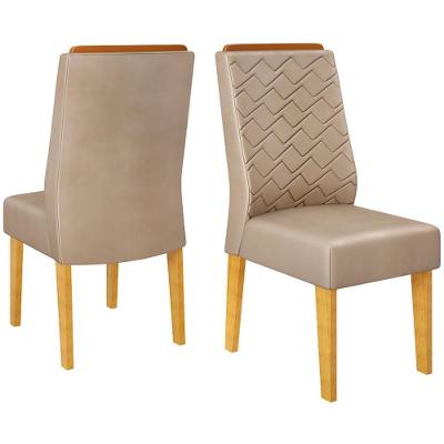 Kit 2 Cadeiras De Jantar Estofadas Lidia Veludo Kraft Cedro Dj Moveis Veludo Kraft Cedro