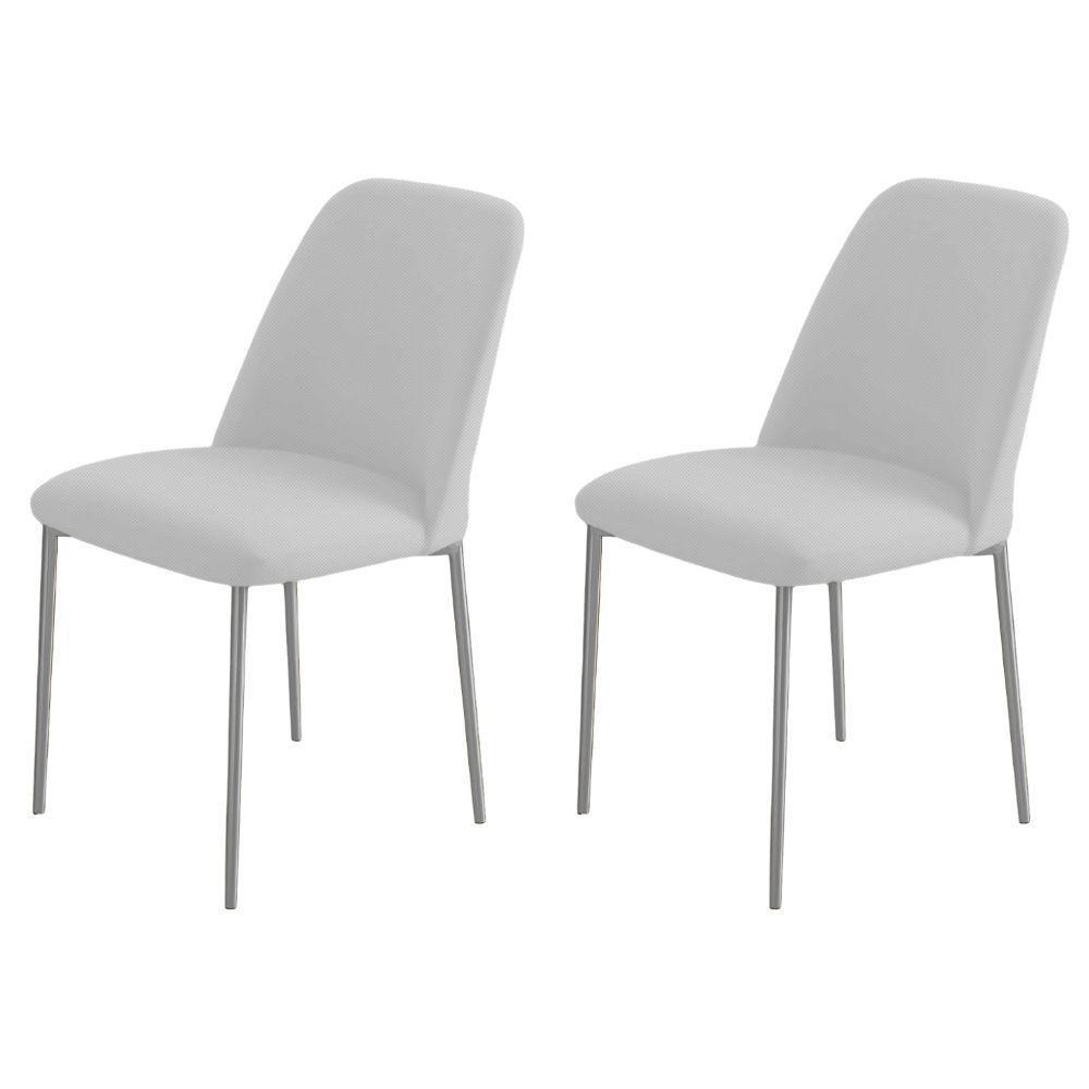 Conjunto 2 Cadeiras Londres Linho Branco Metal Champanhe - 6