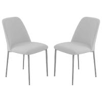 Conjunto 2 Cadeiras Londres Linho Branco Metal Champanhe - 1